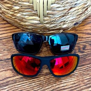 Polarized Black Sunglasses with Red Mirror Lenses Duo
